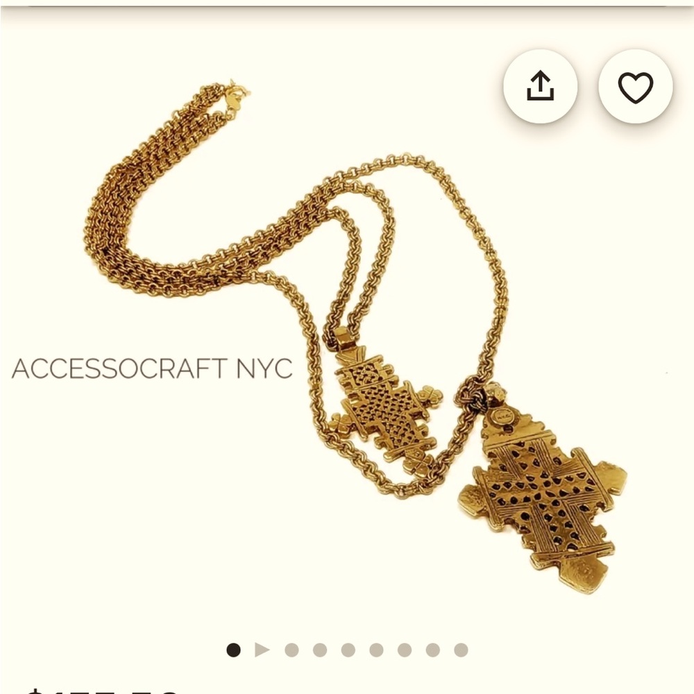 BOHO 79s gold toned medallion statement necklace by ACCESSOCRAFT NYC